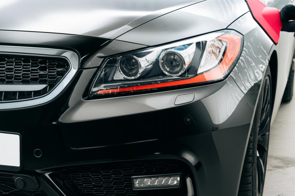 Car being wrapped with TPU film